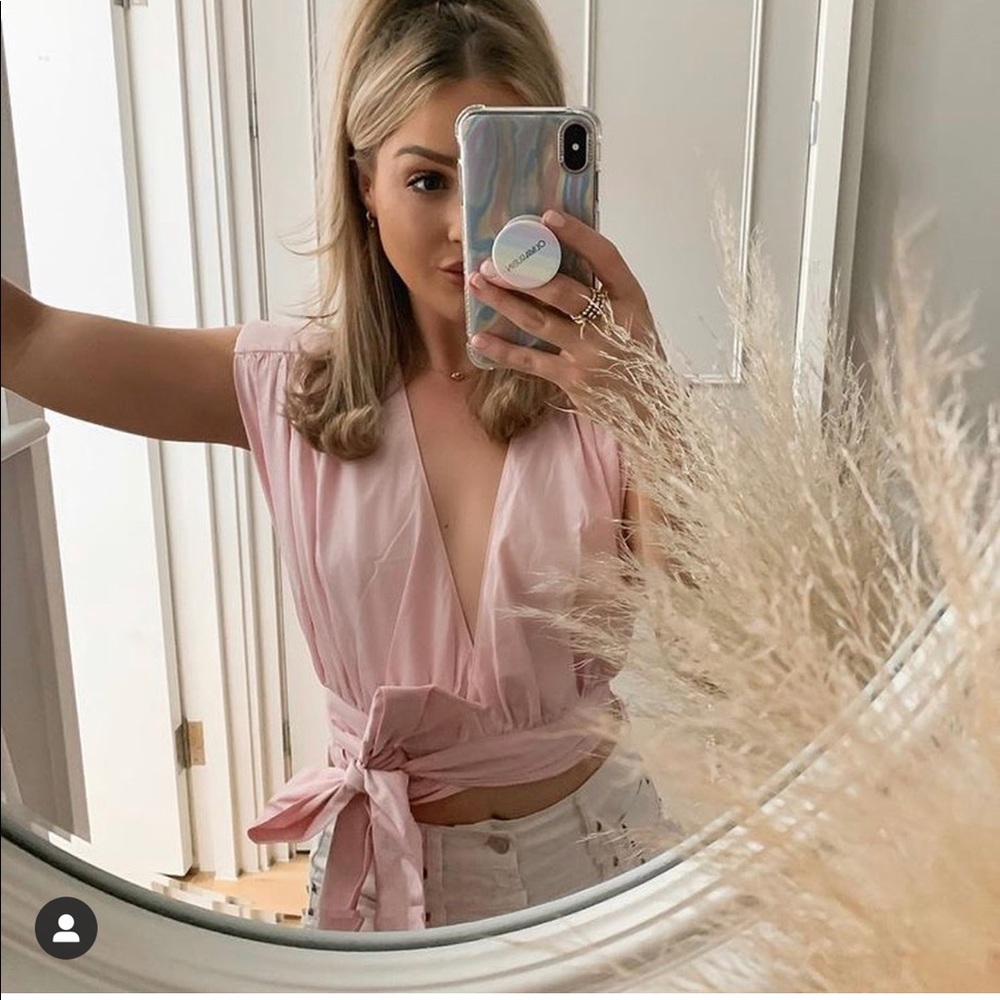 Last🔥Zara poplin top with tie bloggers favorite